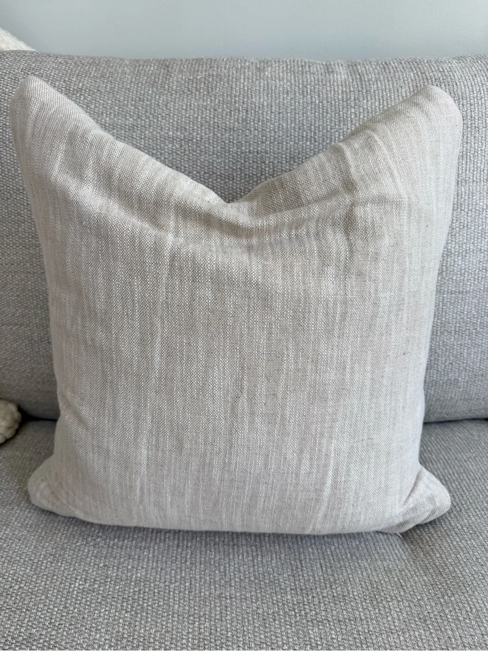 Crate & Barrel Byzan Pillow Covers (3) 23”x23” Sage Green with Cream Accents